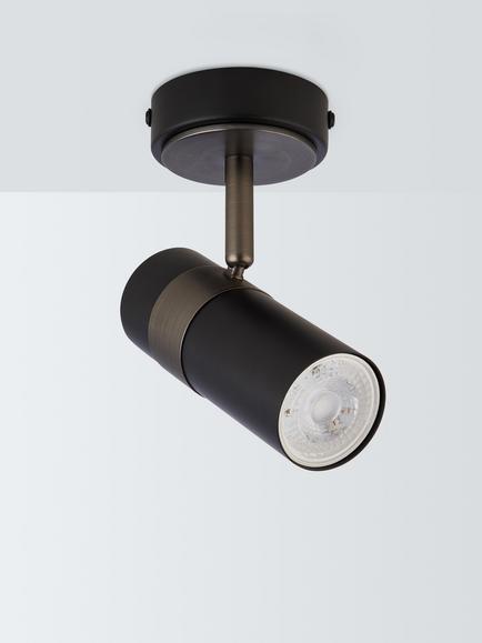 John Lewis Obi Single Spotlight Wall Light, Matt Black - view 2, Matt Black