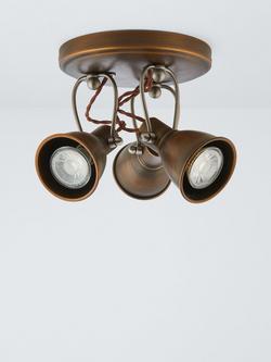 John Lewis Stirrup 3 Spotlight Ceiling Plate, Warm Brass - view 2, Warm Brass