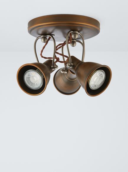 John Lewis Stirrup 3 Spotlight Ceiling Plate, Warm Brass - view 2, Warm Brass