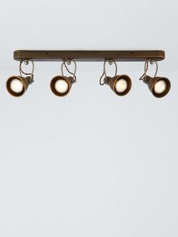 John Lewis Stirrup 4 Spotlight Ceiling Bar, Warm Brass, Warm Brass