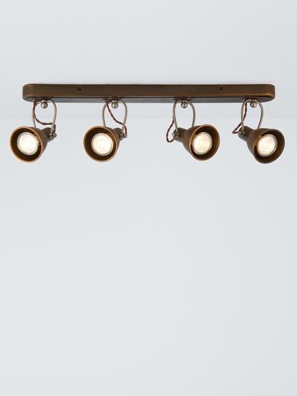John Lewis Stirrup 4 Spotlight Ceiling Bar, Warm Brass, Warm Brass