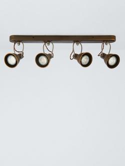 John Lewis Stirrup 4 Spotlight Ceiling Bar, Warm Brass - view 2, Warm Brass