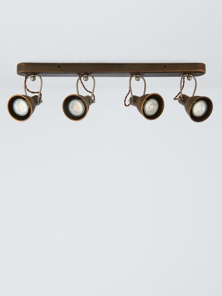 John Lewis Stirrup 4 Spotlight Ceiling Bar, Warm Brass - view 2, Warm Brass