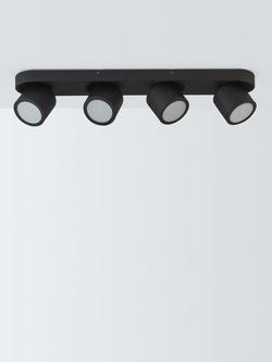 John Lewis Wilson 4 Spotlight Ceiling Bar, Black - view 2, Black
