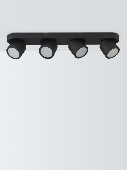 John Lewis Wilson 4 Spotlight Ceiling Bar, Black - view 2, Black