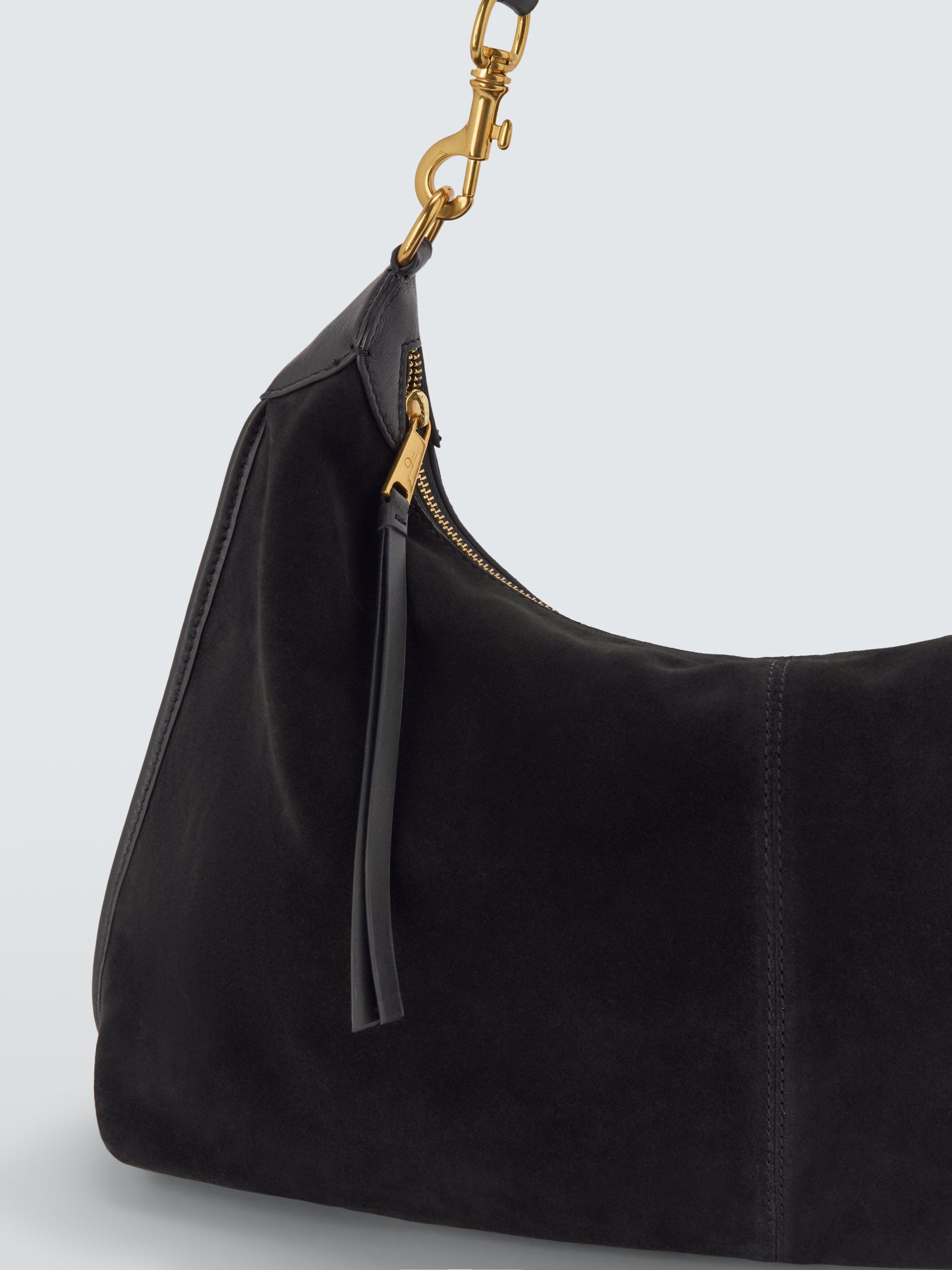 Product image 5 of 6, which shows John Lewis Suede Hobo Shoulder Bag, Black