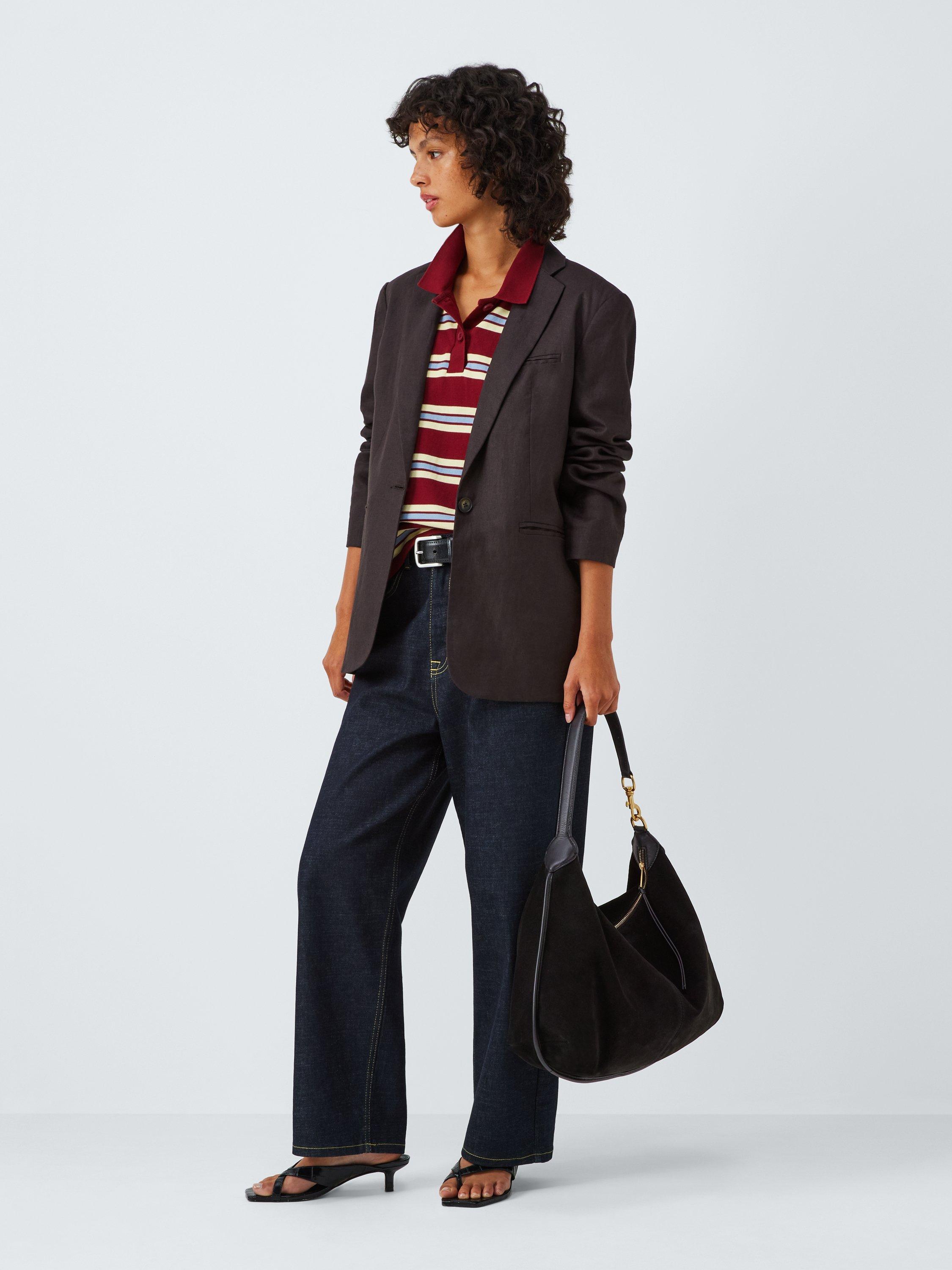 Product image 6 of 6, which shows John Lewis Suede Hobo Shoulder Bag, Black