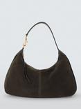 John Lewis Suede Hobo Shoulder Bag, Dark Green