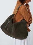John Lewis Suede Hobo Shoulder Bag, Dark Green
