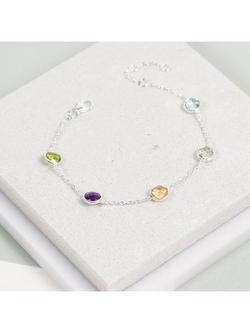 Auree Chennai Mixed Gemstone Bracelet - view 2, Silver/Multi