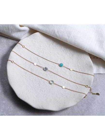 Auree Salina Amazonite and Disc Chain Bracelet - view 2, Green/Gold