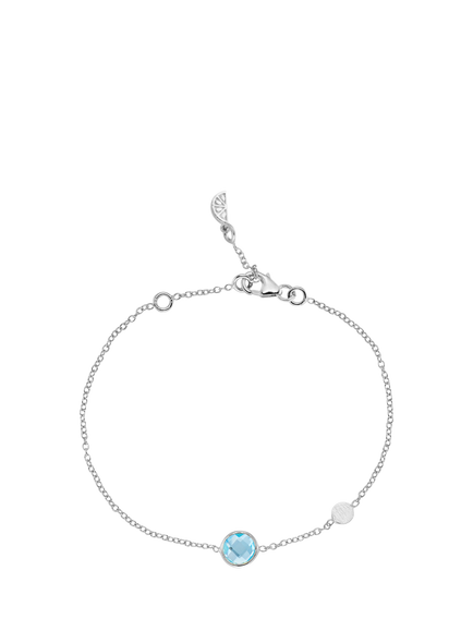 Auree Salina Blue Topaz and Disc Chain Bracelet, Silver/Blue