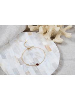 Auree Salina Garnet and Disc Chain Bracelet - view 2, Red/Gold