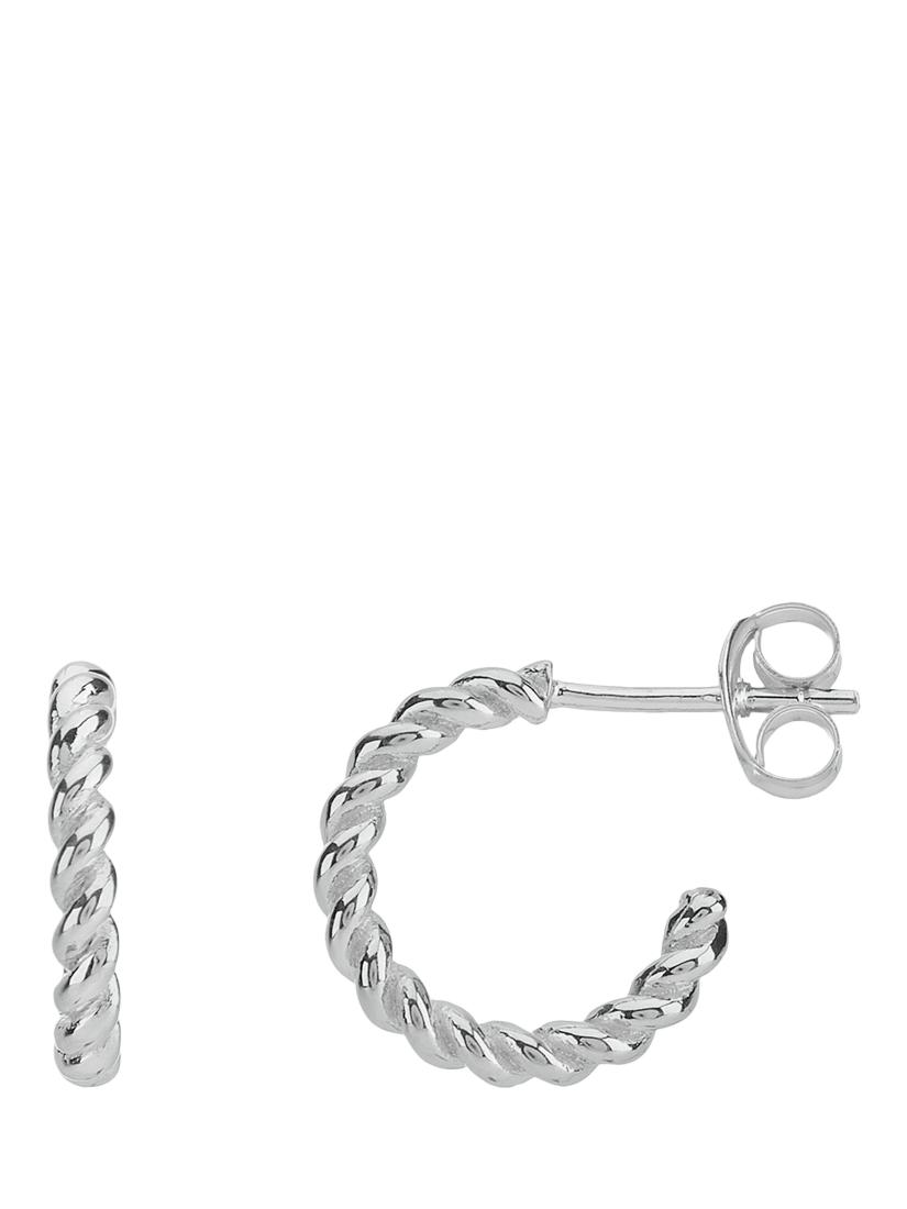 Product image 1 of 4, which shows Auree Alhambra Mini Piccolo Twisted Demi Hoop  Earrings, Silver