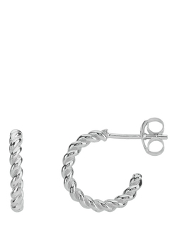 Auree Alhambra Mini Piccolo Twisted Demi Hoop  Earrings, Silver, Silver