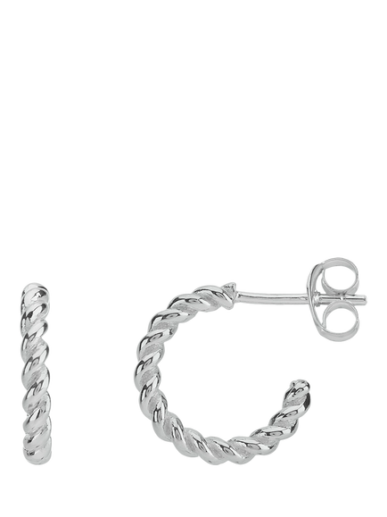Auree Alhambra Mini Piccolo Twisted Demi Hoop  Earrings, Silver, Silver
