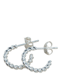 Auree Alhambra Mini Piccolo Twisted Demi Hoop  Earrings, Silver - view 2, Silver