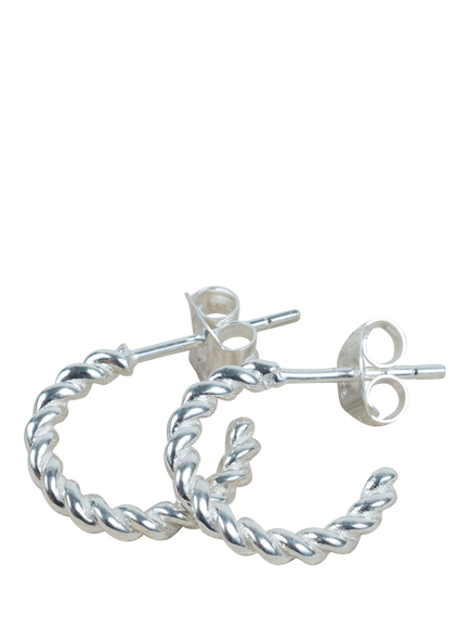 Auree Alhambra Mini Piccolo Twisted Demi Hoop  Earrings, Silver - view 2, Silver