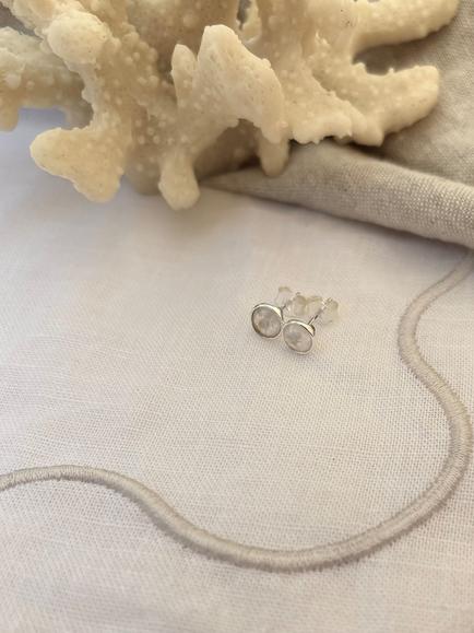 Auree Savanne Moonstone Stud Earrings - view 2, White/Silver