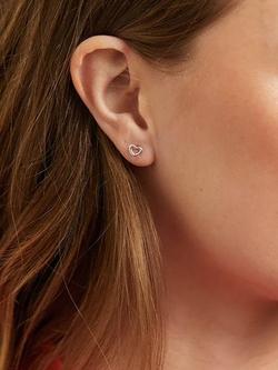 Auree Verona Love Heart Stud Earrings - view 2, Silver