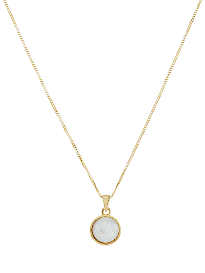 Product image 1 of 4, which shows Auree Aurora Mother of Pearl Pendant Necklace, White/Gold