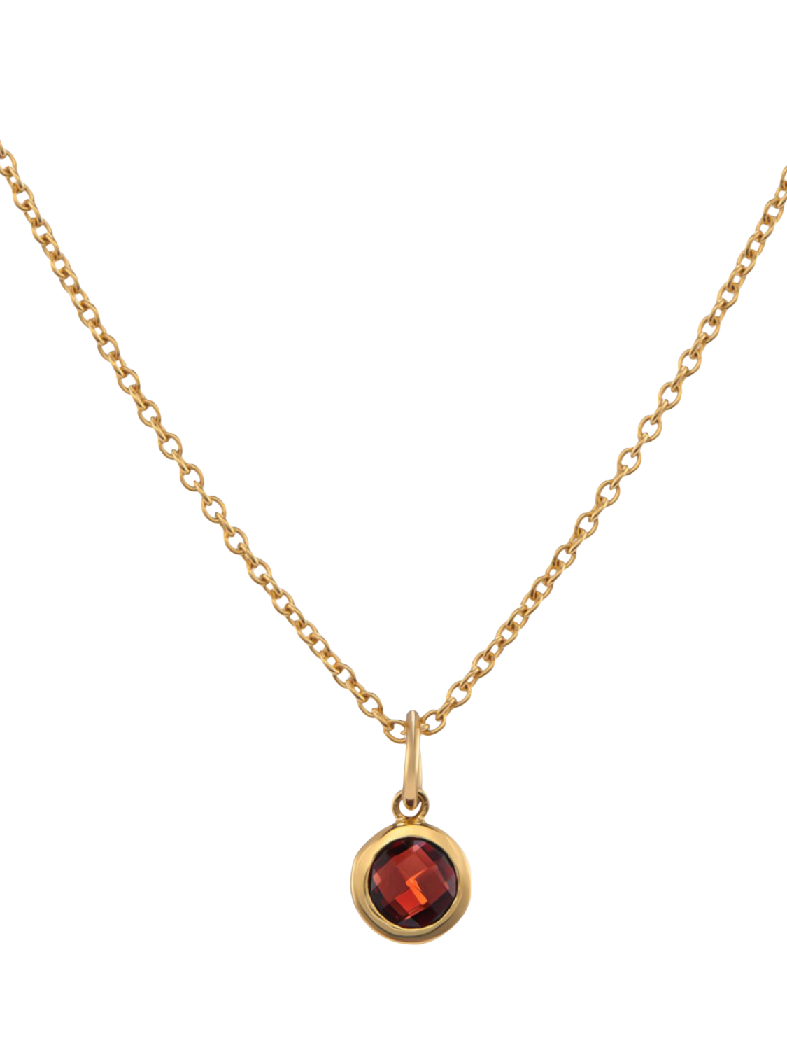 Product image 1 of 4, which shows Auree Bilbao Birthstone Pendant Necklace, January/Garnet