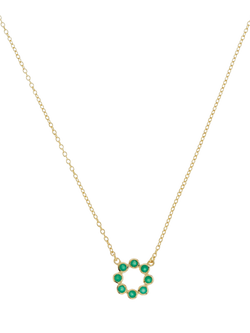 Auree Ortigia Gemstone Circle Pendant Necklace, Gold/Green