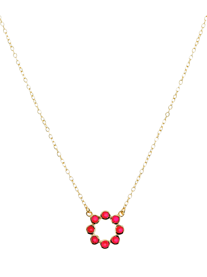 Product image 1 of 4, which shows Auree Ortigia Gemstone Circle Pendant Necklace, Gold/Pink
