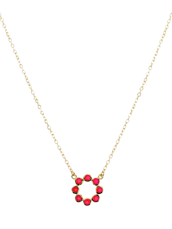 Auree Ortigia Gemstone Circle Pendant Necklace, Gold/Pink