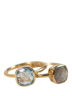 Auree Mondello Blue Topaz Cocktail Ring, Gold - view 2, Blue