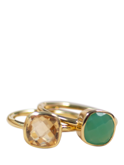 Auree Mondello Cushion Cocktail Ring - view 2, Gold/Green