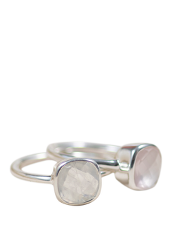 Auree Mondello Cushion Cocktail Ring - view 2, Silver/White