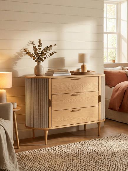 John Lewis Velo 3 Drawer Chest, Natural Oak - view 2, Natural Oak