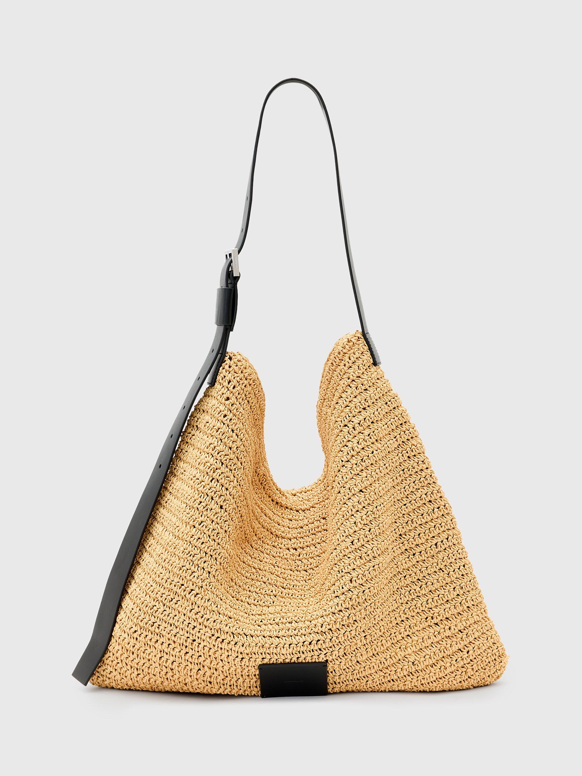 Product image 1 of 1, which shows AllSaints Asha Straw Shoulder Bag, Natural