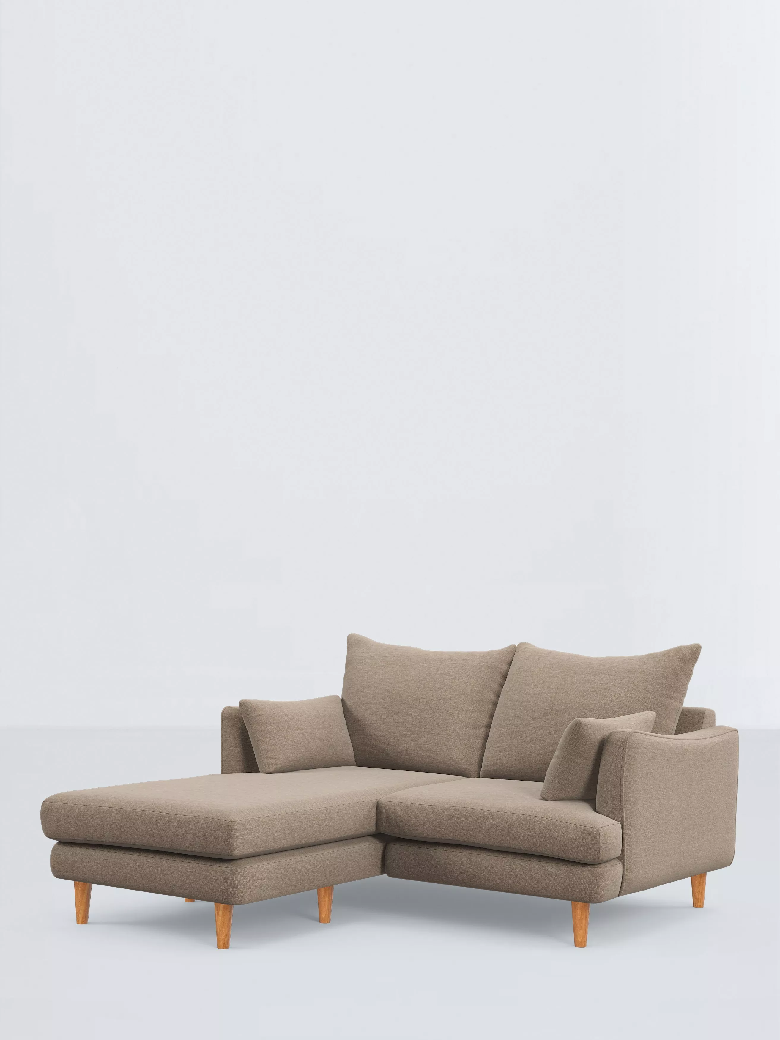 John Lewis Fika Compact 3 Seater LHF Chaise End Sofa, Light Leg, Chunky Chenille Natural