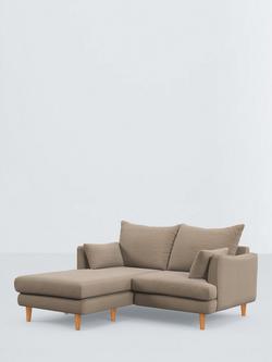 John Lewis Fika Compact 3 Seater LHF Chaise End Sofa, Light Leg, Chunky Chenille Natural, Chunky Chenille Natural