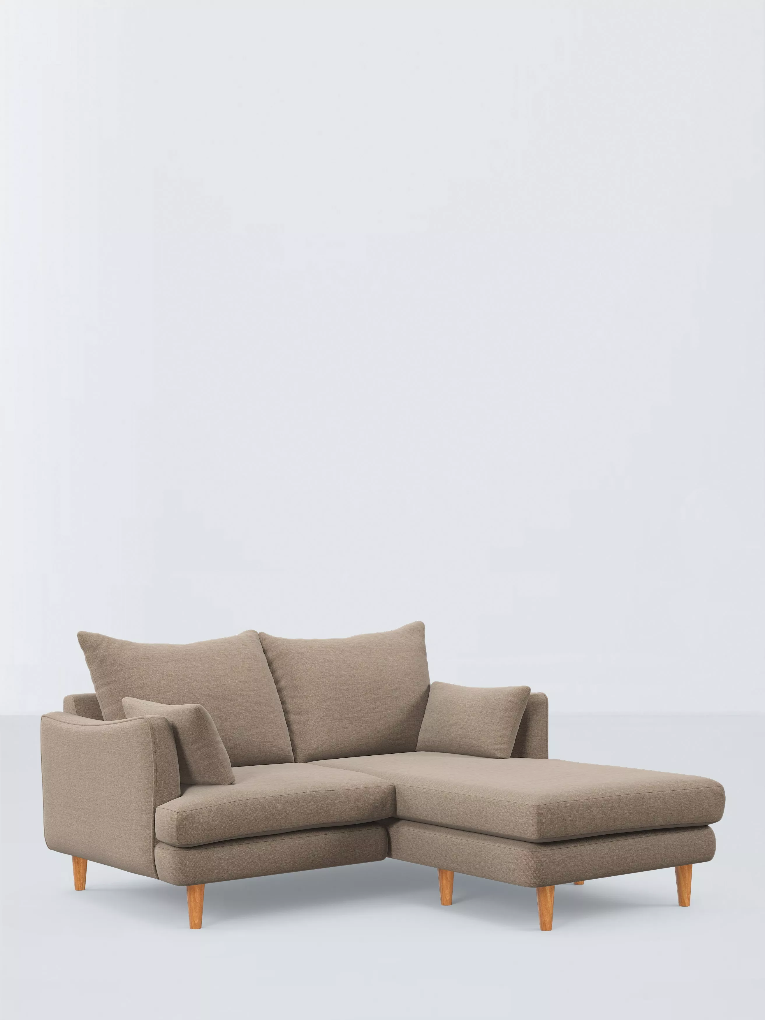 John Lewis Fika Compact 3 Seater RHF Chaise End Sofa, Light Leg, Chunky Chenille Natural