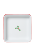 John Lewis Christmas Enamel Square Brownie Tray, 26cm, White/Multi