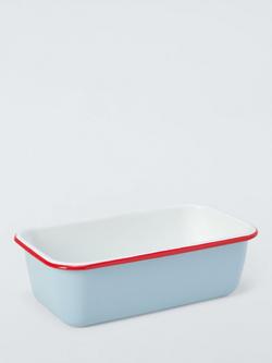 John Lewis Christmas Enamel Loaf Tin, 23cm, White/Multi, Pink