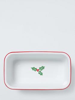 John Lewis Christmas Enamel Loaf Tin, 23cm, White/Multi - view 2, Pink