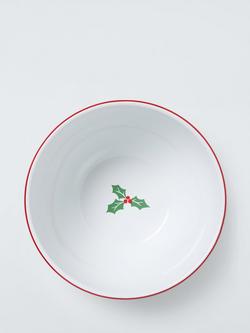 John Lewis Christmas Enamel Mixing Bowl, 4.7L, White/Multi - view 2, Blue