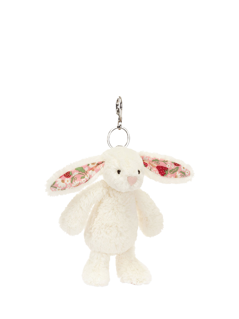 Product image 1 of 4, which shows Jellycat Bashful Blossom Bunny Bag Charm, Cream/Berry