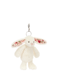Jellycat Bashful Blossom Bunny Bag Charm, Cream/Berry