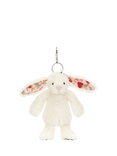 Jellycat Bashful Blossom Bunny Bag Charm, Cream/Berry