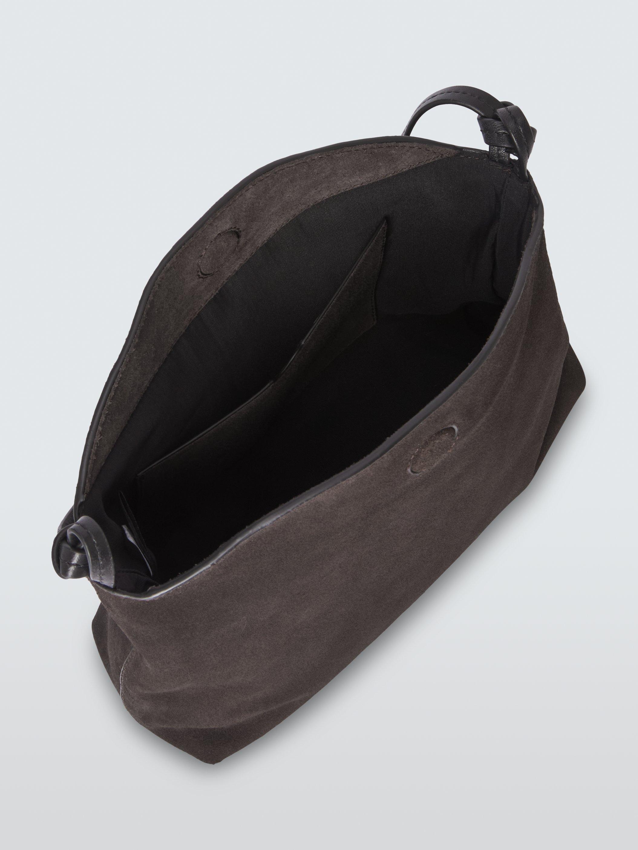 Product image 4 of 6, which shows John Lewis Suede Cross Body Shoulder Bag, Chocolate