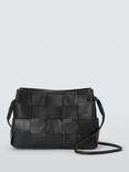 John Lewis Leather Woven Cross Body Bag, Black