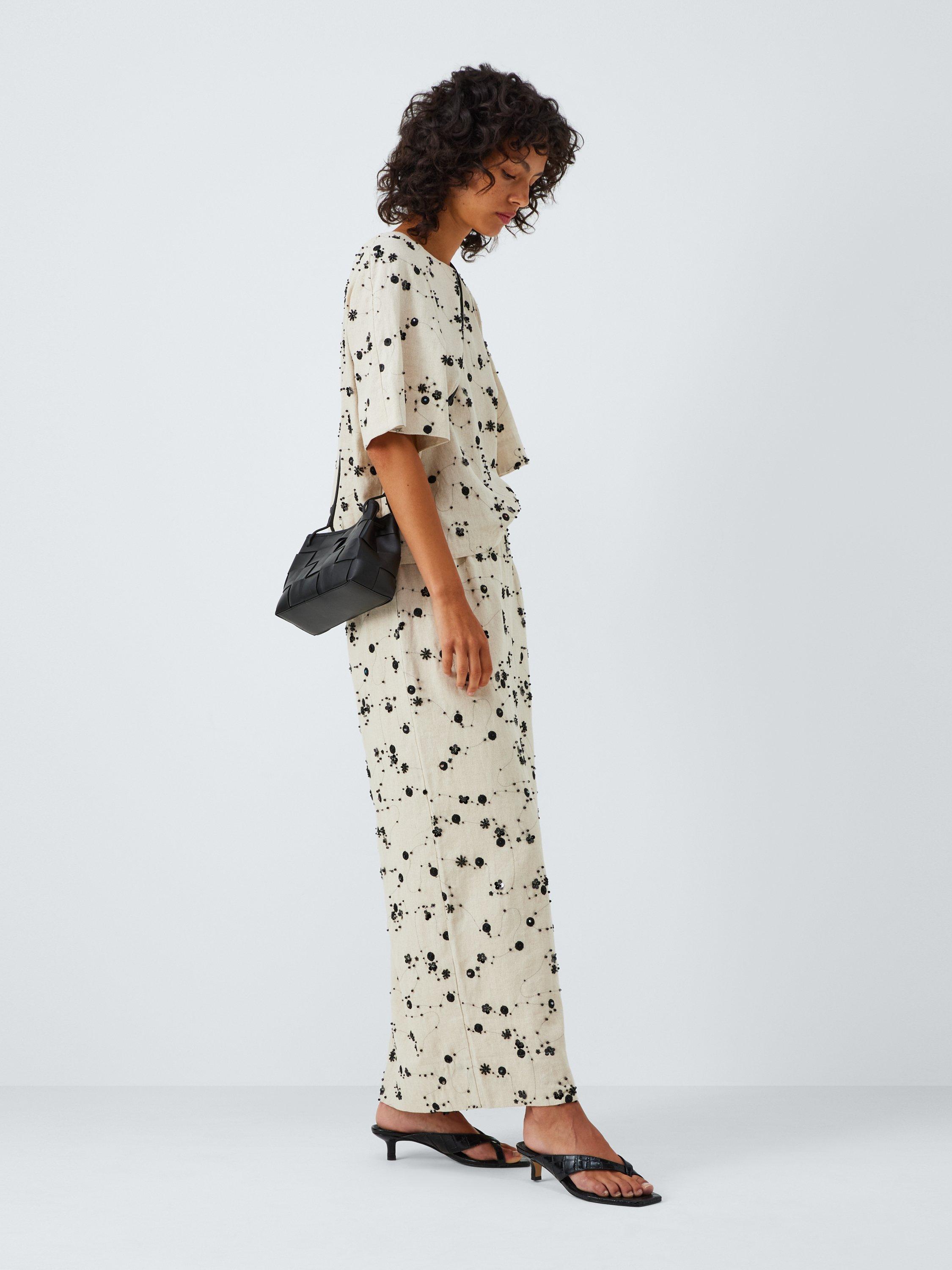 Product image 6 of 6, which shows John Lewis Leather Woven Cross Body Bag, Black