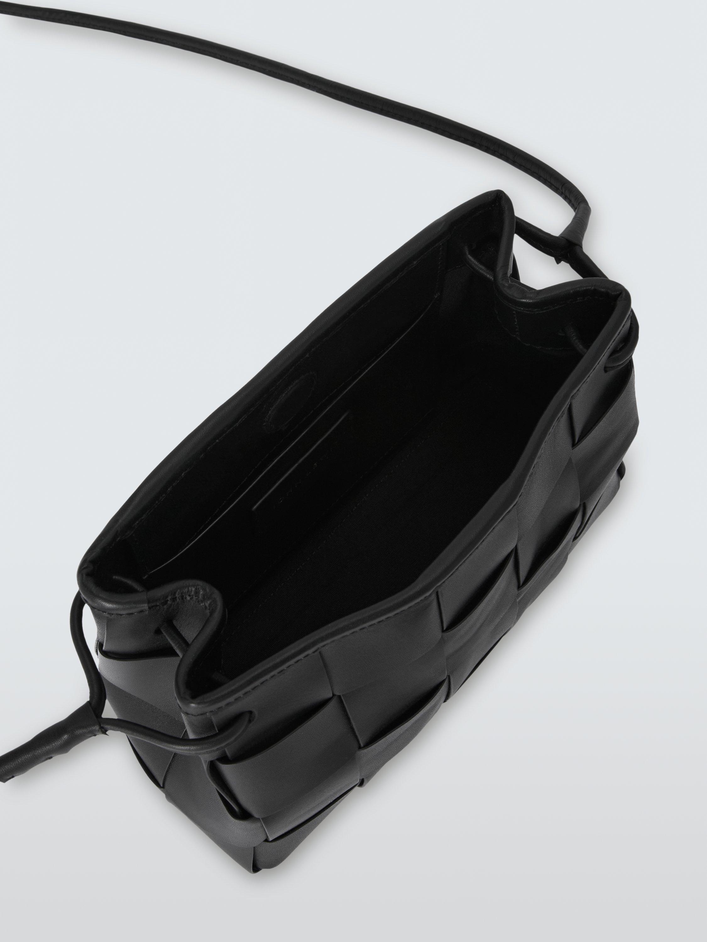 Product image 4 of 6, which shows John Lewis Leather Woven Cross Body Bag, Black