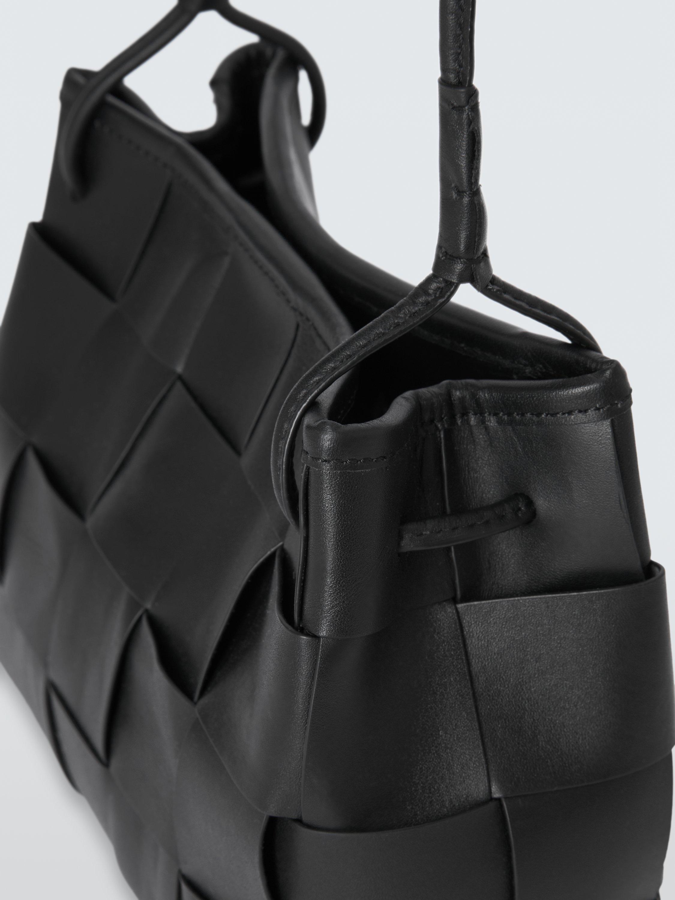 Product image 5 of 6, which shows John Lewis Leather Woven Cross Body Bag, Black