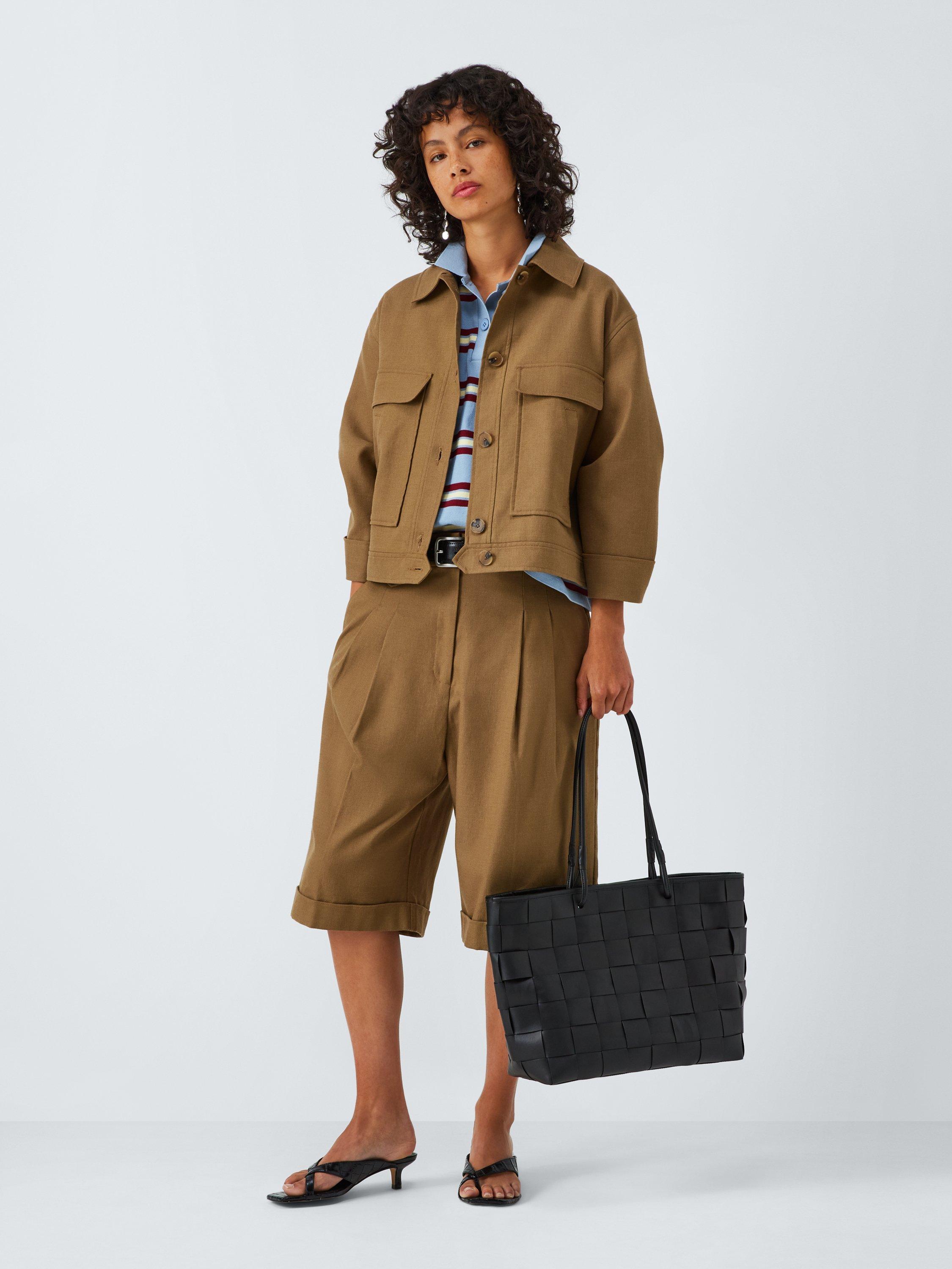 Product image 4 of 6, which shows John Lewis Woven Leather Tote Bag, Black